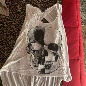 Glittery black and white skull tank top